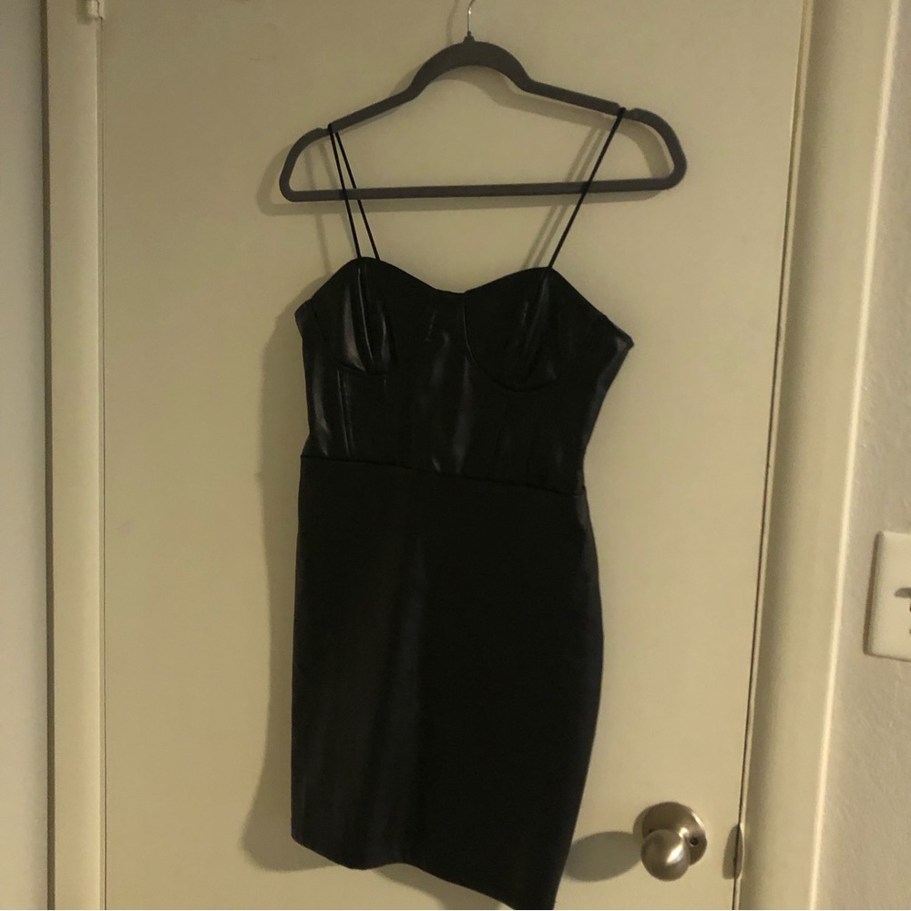 SHEIN Black Pleather Mid Length Dress Size S